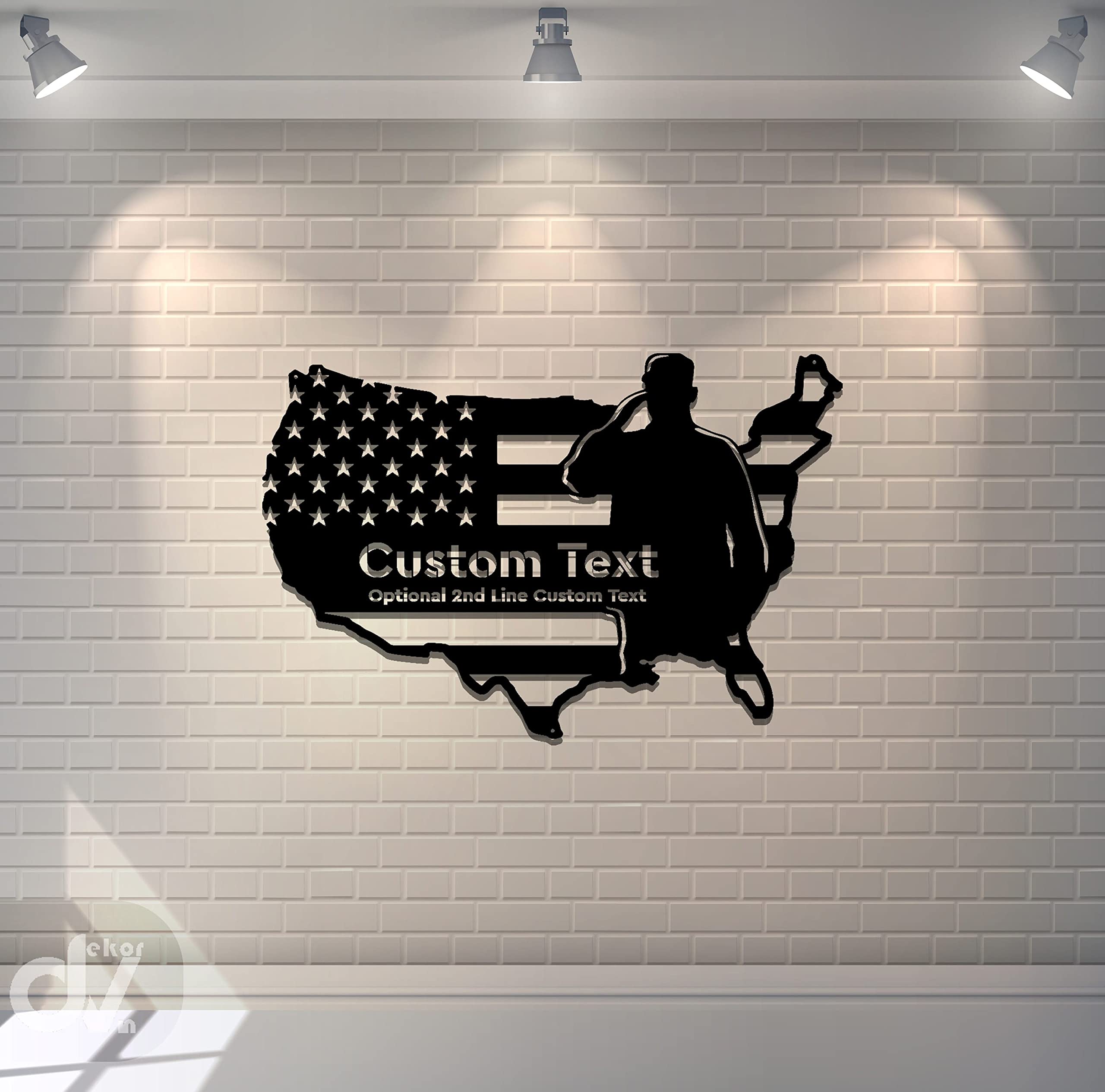 Personalized American Flag Salute Metal Wall Art - Patriotic Home Decor for Living Room, Office & Man Cave - Unique Gift for Men, Veterans & Military Families