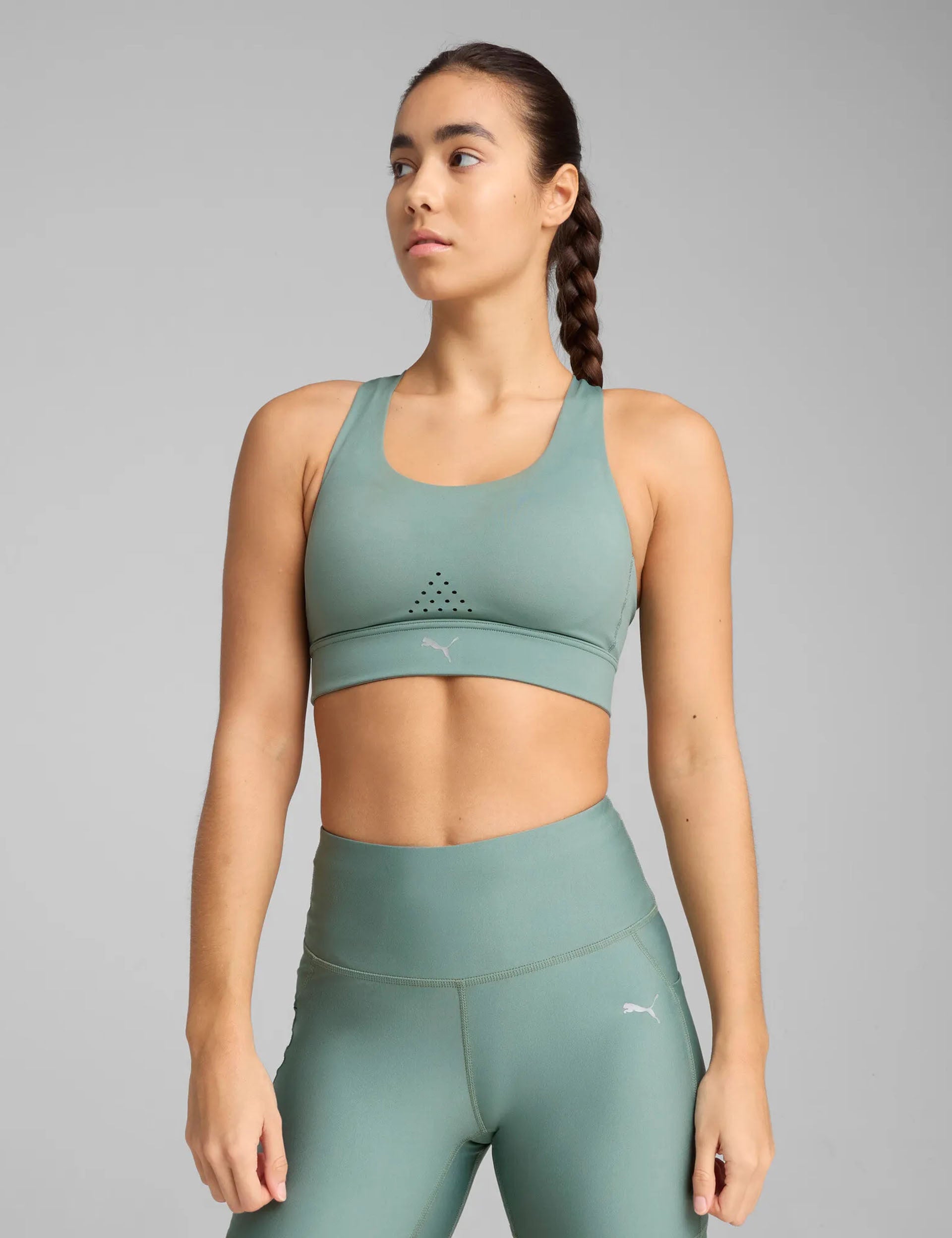 PWRbreathe Run Bra - Green Moon | High-Performance Sports Bra for Women | Running, Yoga & Gym Workouts