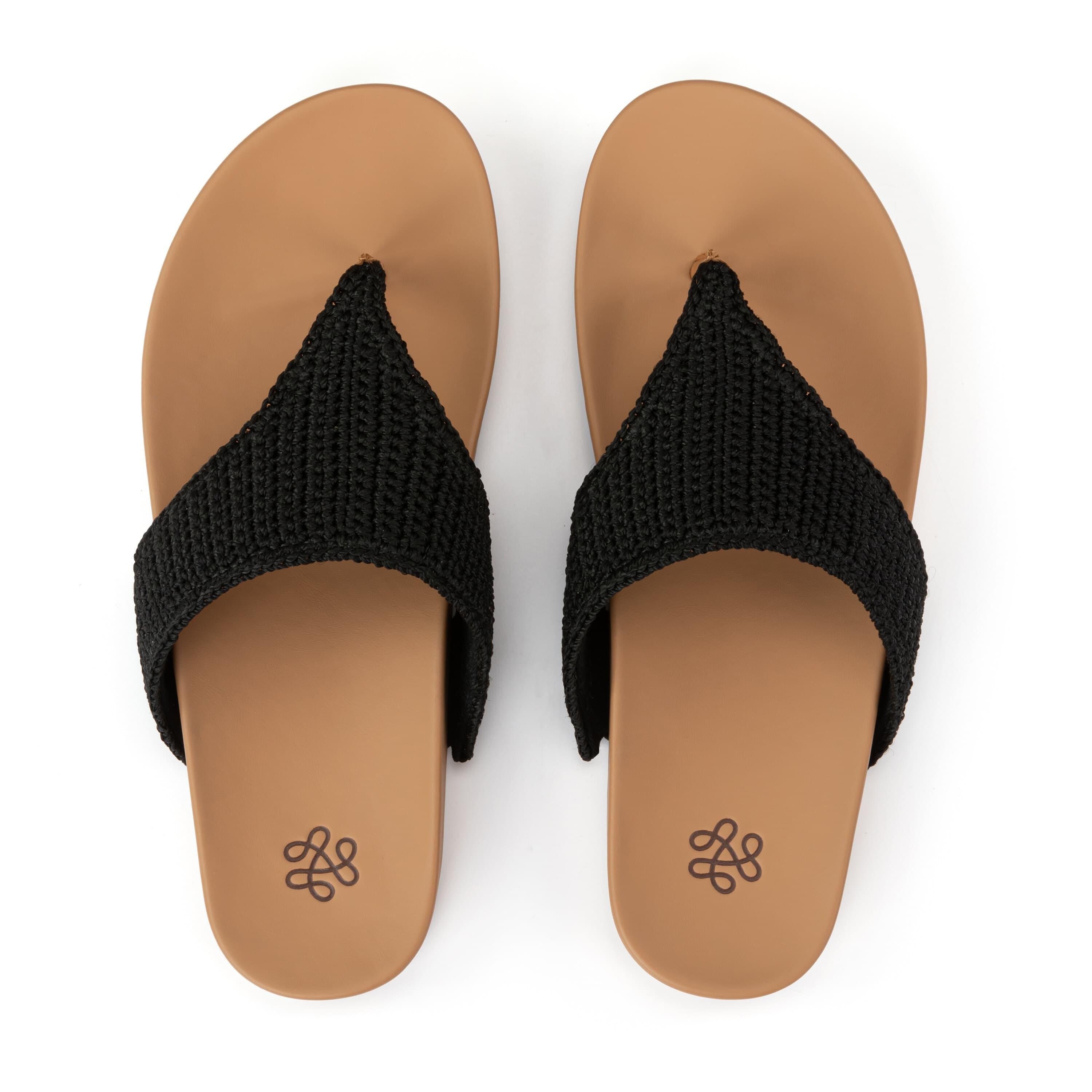 Everly Hand Crochet Sandals for Women - Comfortable Black Bohemian Beach Sandals - Perfect for Summer, Vacation, and Casual Outings