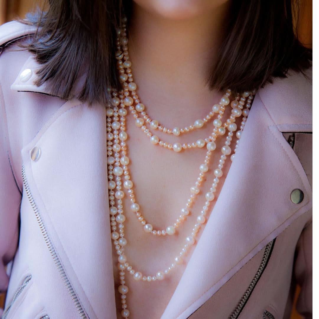 Eternal Pearl Necklace with Champagne Color - Elegant Jewelry for Women, Perfect for Weddings, Parties & Special Occasions