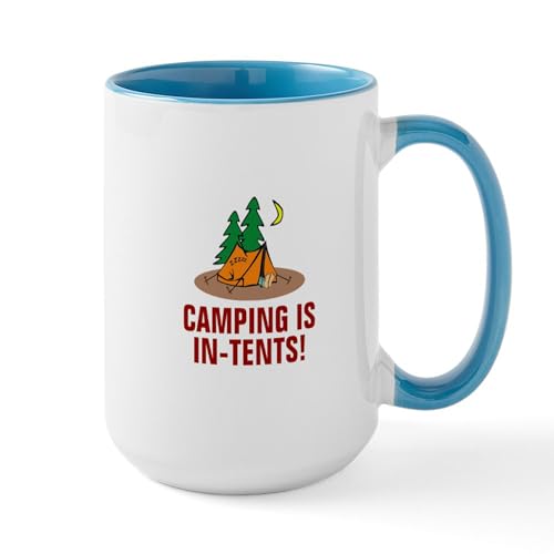 White/Blue Inside - Camping Is In Tents Mugs