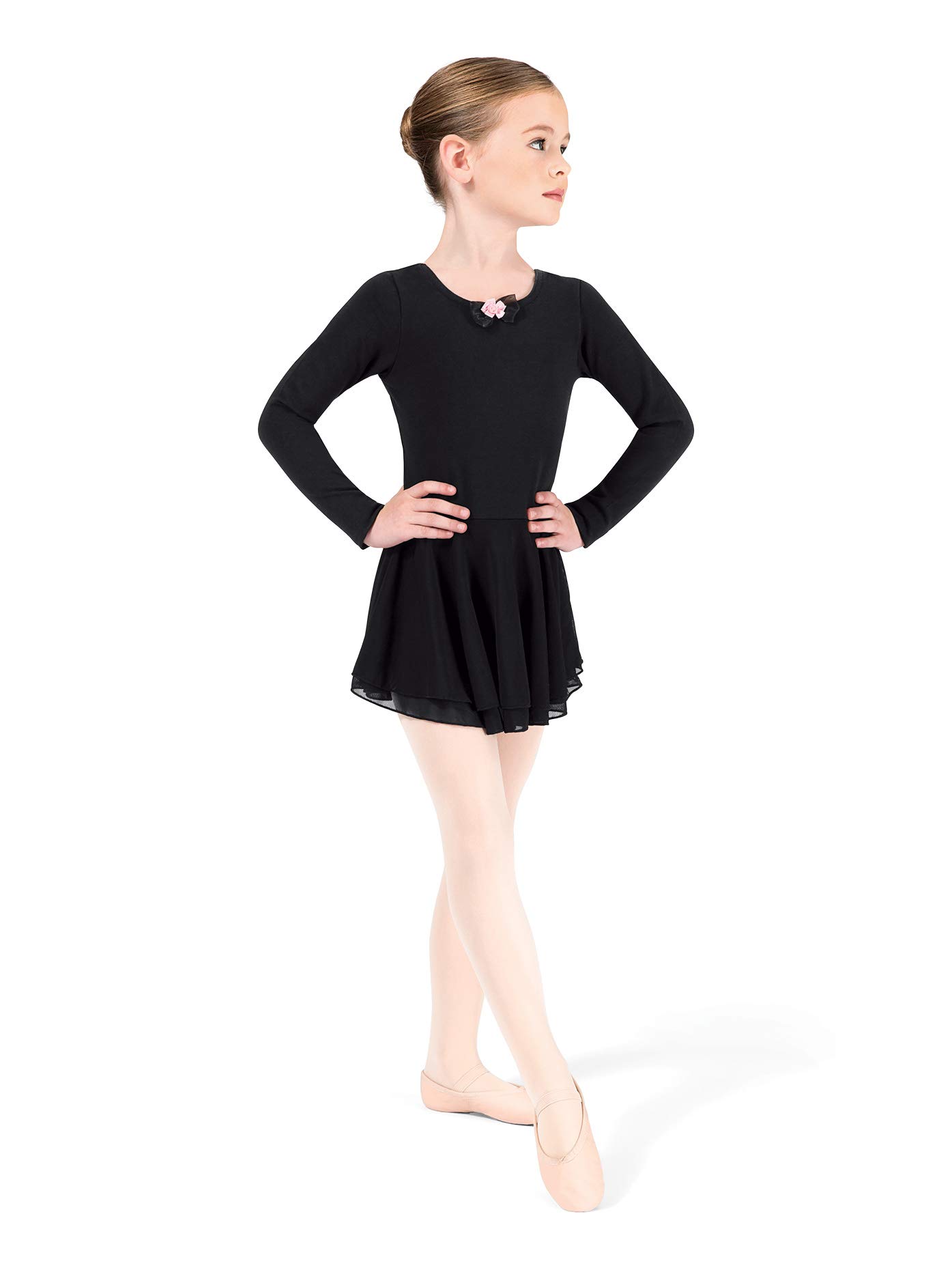Girls Cotton Long Sleeve Dance Dress - Ballet, Jazz & Performance Costume for Recitals & Competitions
