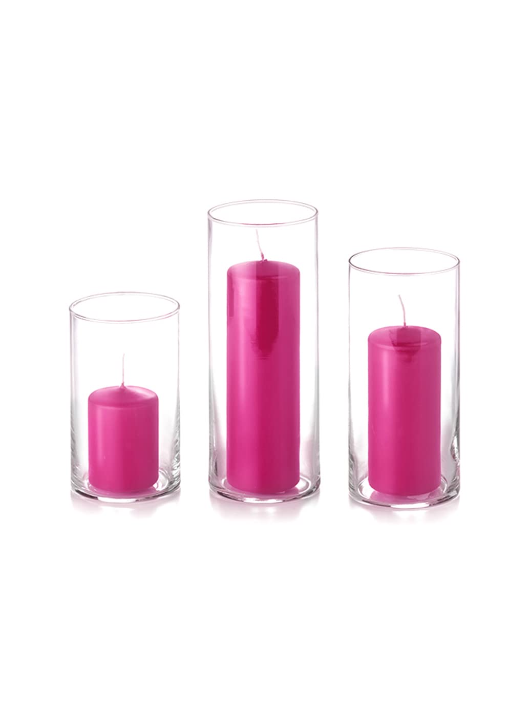 Yummi Set of 36 Slim Pillar and Cylinder Vases in Hot Pink - Perfect for Wedding Centerpieces, Party Decorations & Floral Arrangements