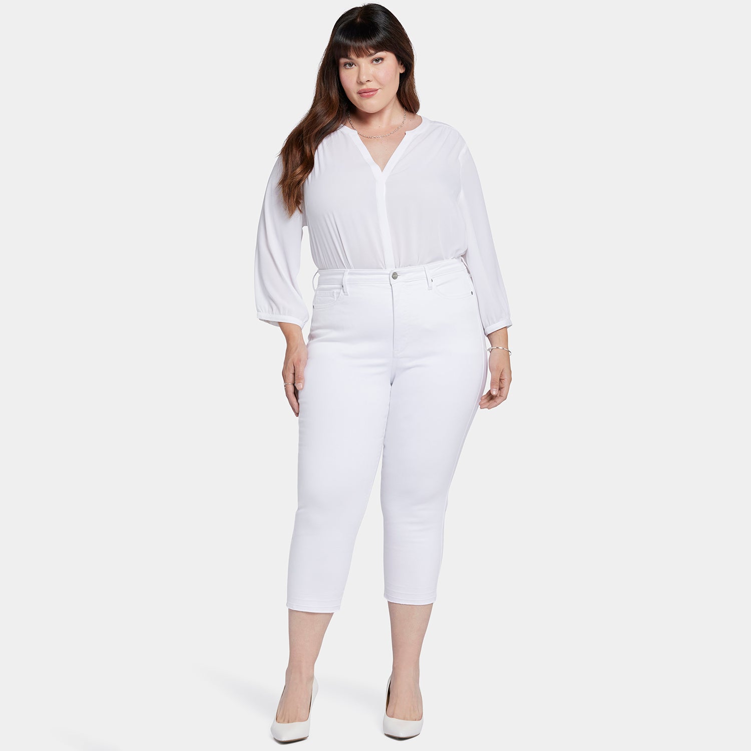 Chloe Capri Jeans for Women - Plus Size Stretch Denim Pants in Optic White | Casual Wear, Summer Outfits & Beach Style