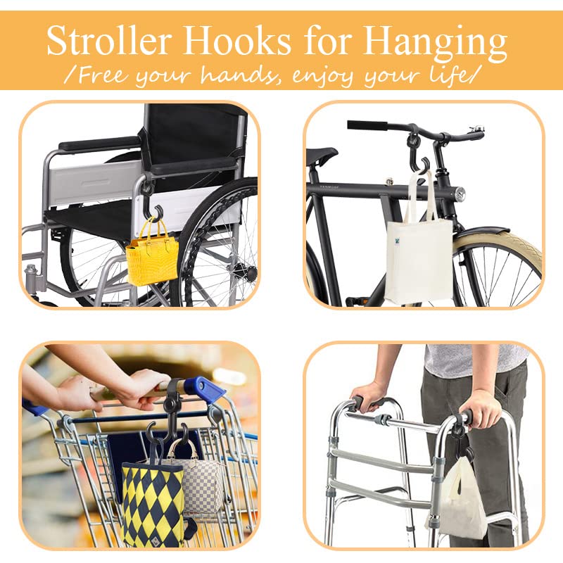 VOVCIG Double Stroller Hooks - Heavy Duty Stroller Hangers for Diaper Bags, Grocery Shopping & Purses - Multipurpose Hanging Hooks for Indoor & Outdoor Use (2 Pack) - Perfect for Moms, Travel & Daily Errands