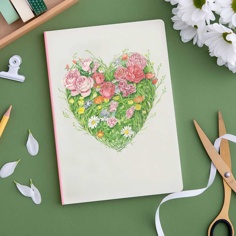 Premium Grass Heart Perfect Bound Notebook - Lined Journal for Writing, Note Taking & Sketching - Ideal for School, Office & Creative Projects
