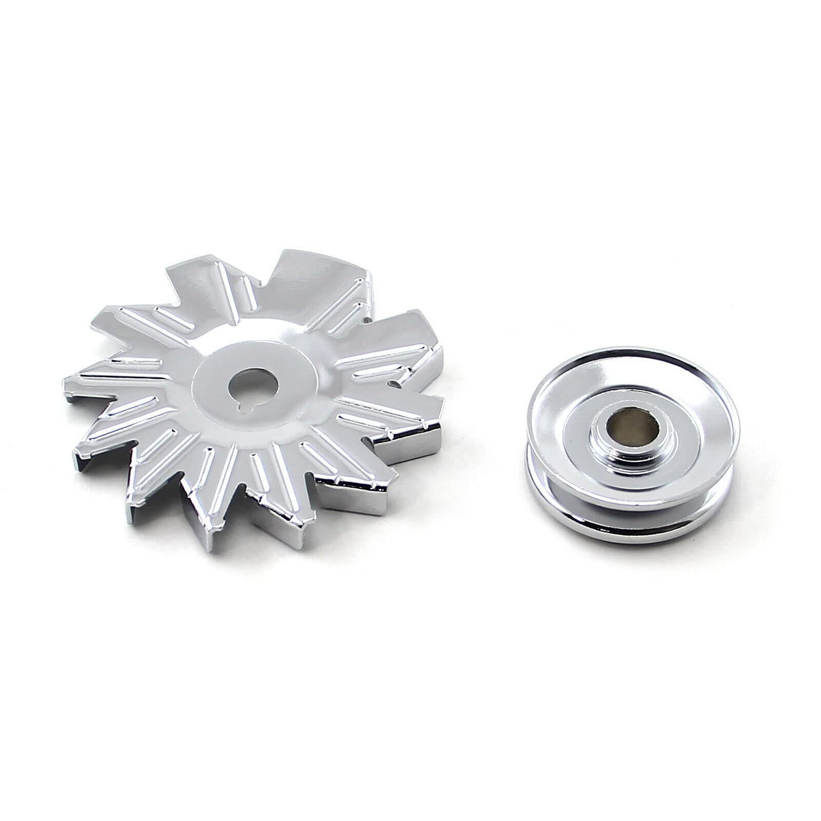 Universal Single Groove Alternator Pulley and Fan Kit - Chrome Plated Replacement for GM, Ford, Dodge - Perfect for Engine Repair & Performance Upgrades