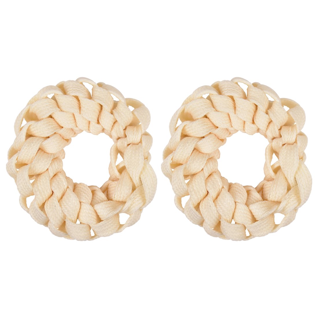 Soft Shoelace Hair Scrunchies - Elastic Hair Ties for Women (Set of 2, Cream) - Perfect for Workouts, Office & Everyday Use