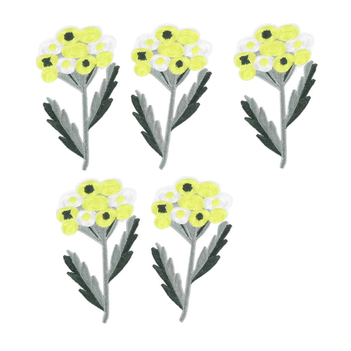 SUPVOX 5pcs Flower Shape Iron On Patches - Embroidered Applique DIY Sew On Patches for Clothes, Jeans, Bags - Perfect for Customizing Denim Jackets, Backpacks & DIY Craft Projects
