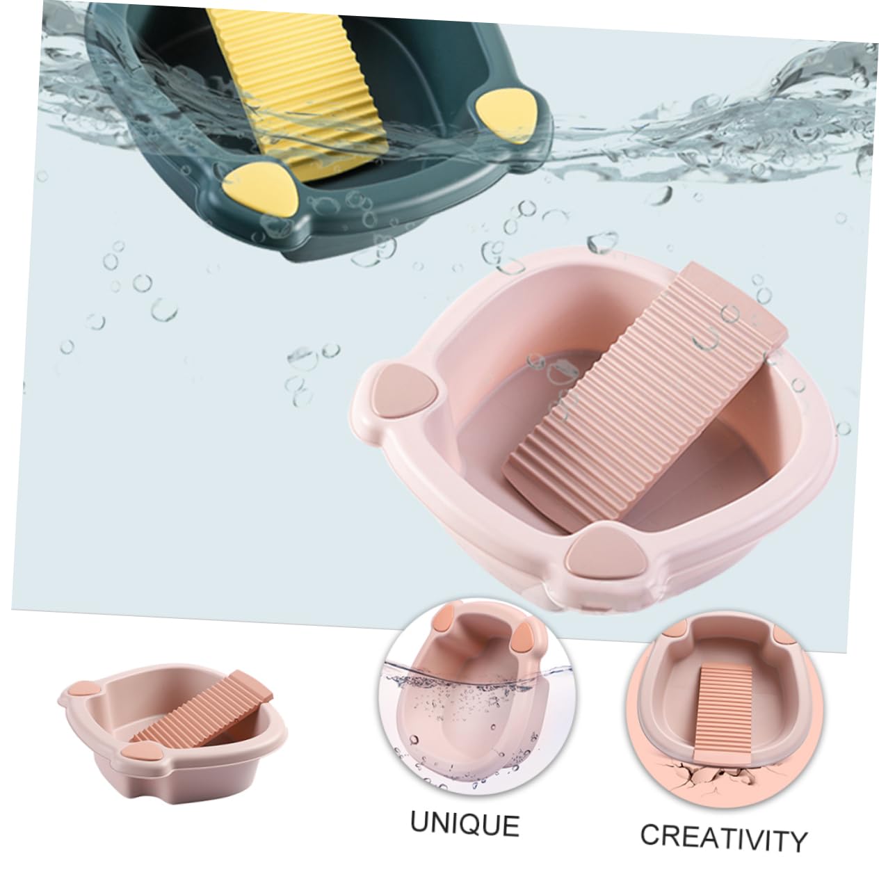Mobestech Mini Washboard Basin - Large PP Hand Wash Board for Laundry, Clothes & Baby Items | Portable Washing Tool for Travel, Camping & Home Use