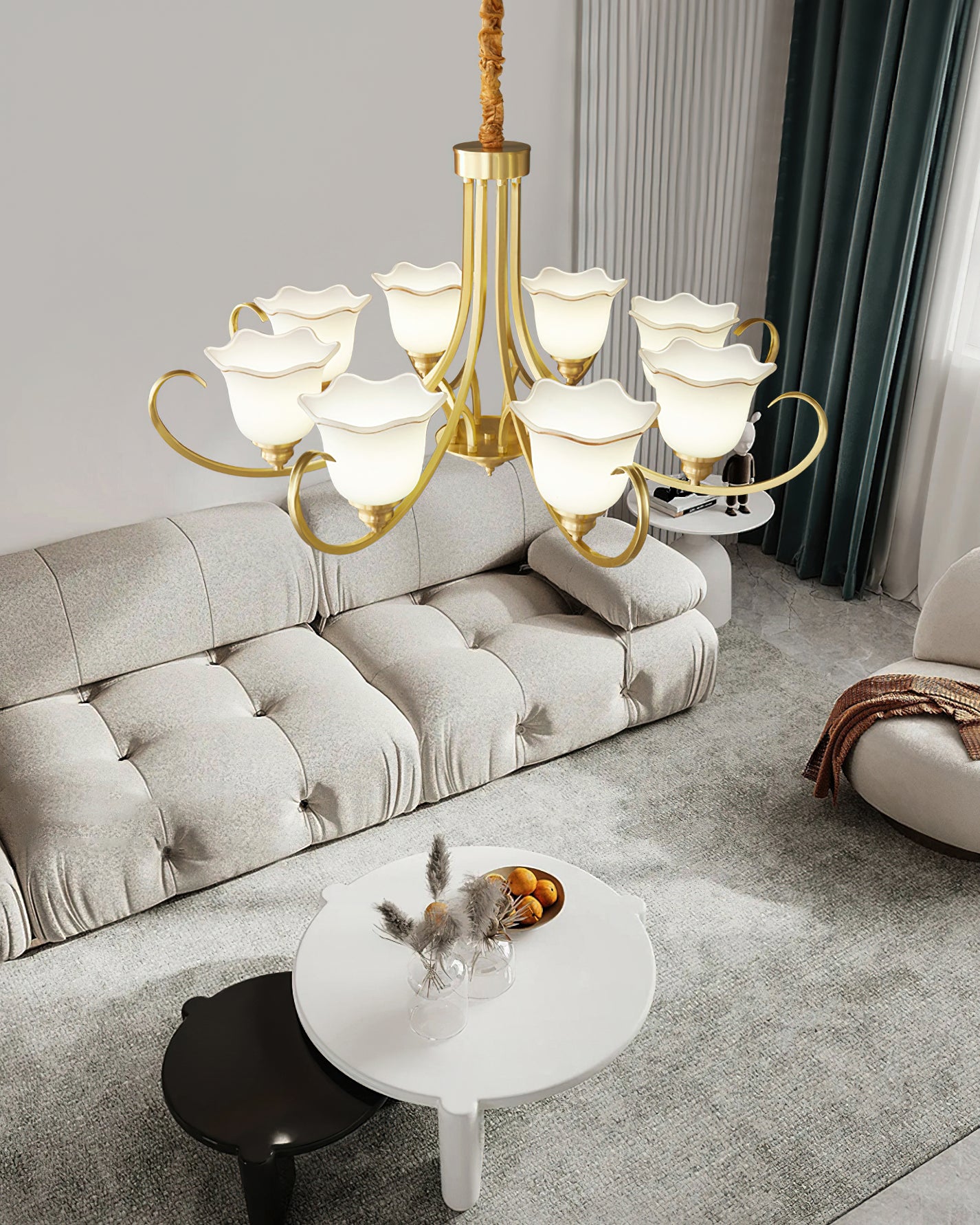 Elegant Blooming Flower Glass Chandelier - Modern Crystal Ceiling Light Fixture for Dining Room, Bedroom & Living Room Decor