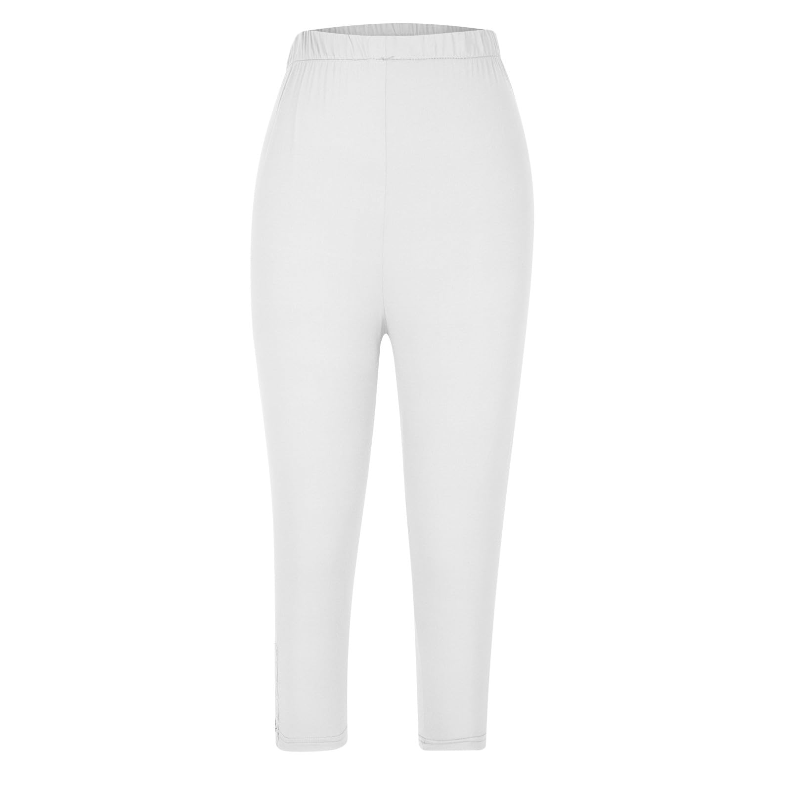 Women's High Waisted Capri Leggings with Lace Trim - Tummy Control Yoga Pants for Workout & Running - Breathable Compression Cropped Pants for Gym, Pilates & Lounge Wear