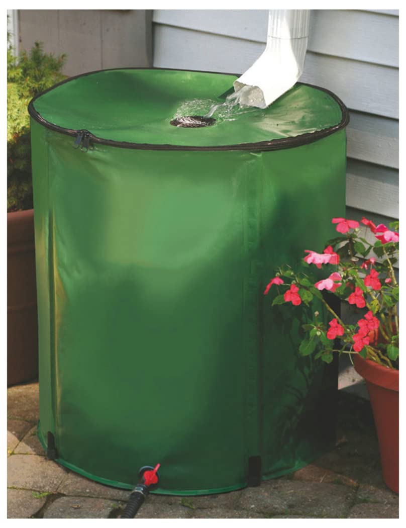 60 Gallon Collapsible Rain Barrel - Portable Water Storage Tank with Filter Spigot & Overflow Kit | Eco-Friendly Garden Water Collector for Outdoor Use, Yard Irrigation & Emergency Water Supply | Green