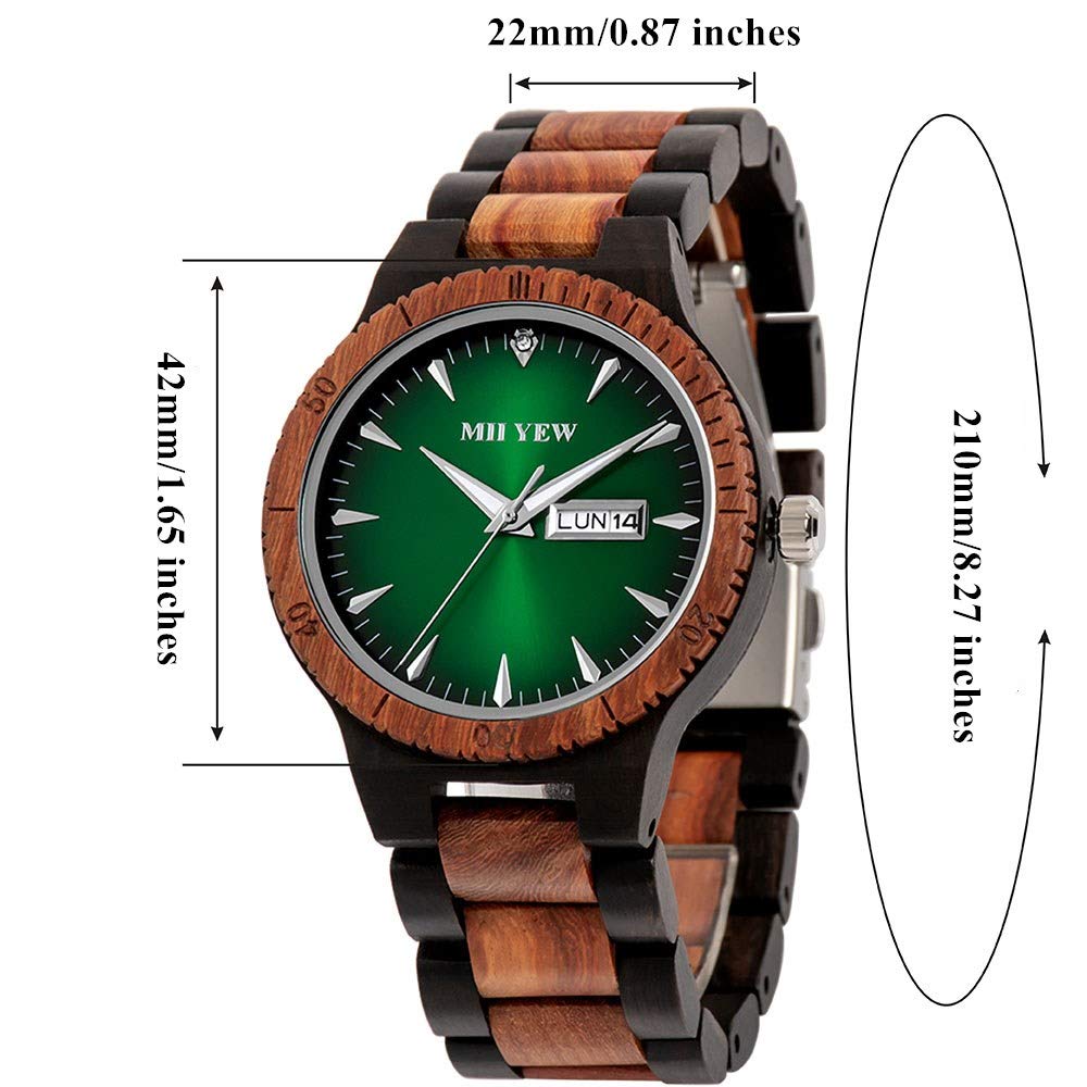 Handmade Lightweight Wooden Analog Quartz Watch for Men with Date Display - Perfect for Casual Wear, Outdoor Adventures & Unique Gifts
