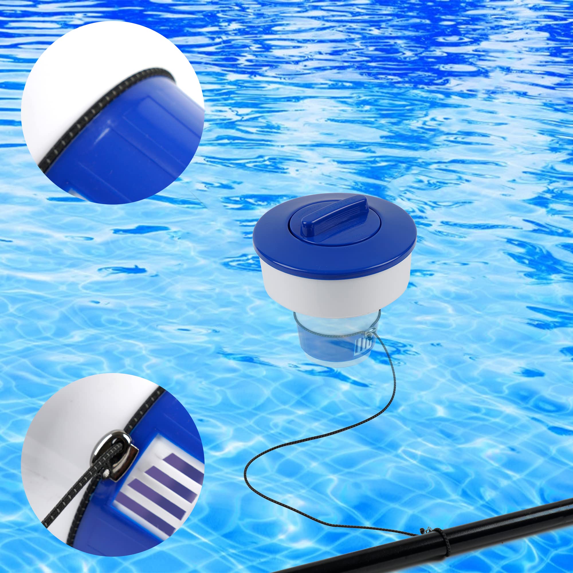 6-Pack Pool Chlorine Floater Leashes - Secure Floating Chlorine Dispenser to Pool Vacuum Hose | Prevents Collision Damage | Ideal for Inground & Above Ground Pools, Hot Tubs & Spas