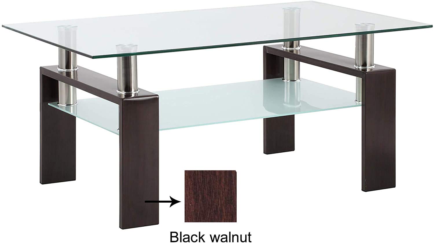 Modern Rectangle Glass Coffee Table with Sturdy Metal Tube Legs - Stylish End Table for Living Room, Perfect for Home Decor & Small Spaces