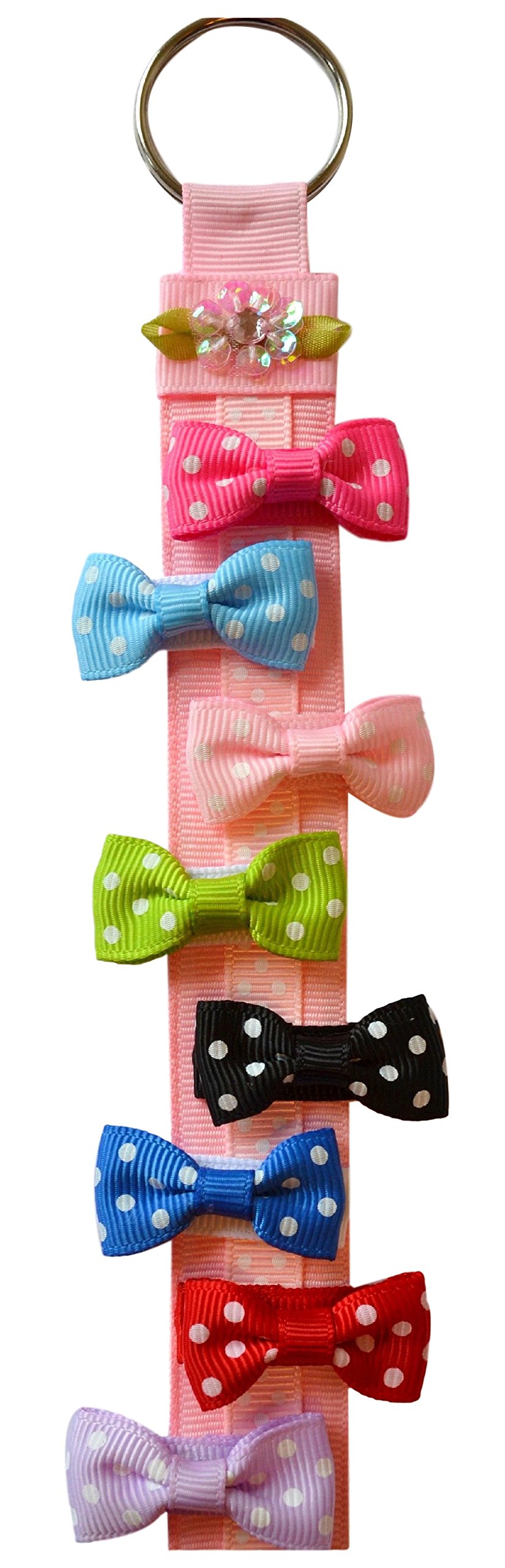 Set of 8 Polka Dot Hair Bows with Free Bow Holder - Baby Snap Clips for Girls | Perfect for Birthday Parties, School, and Special Occasions