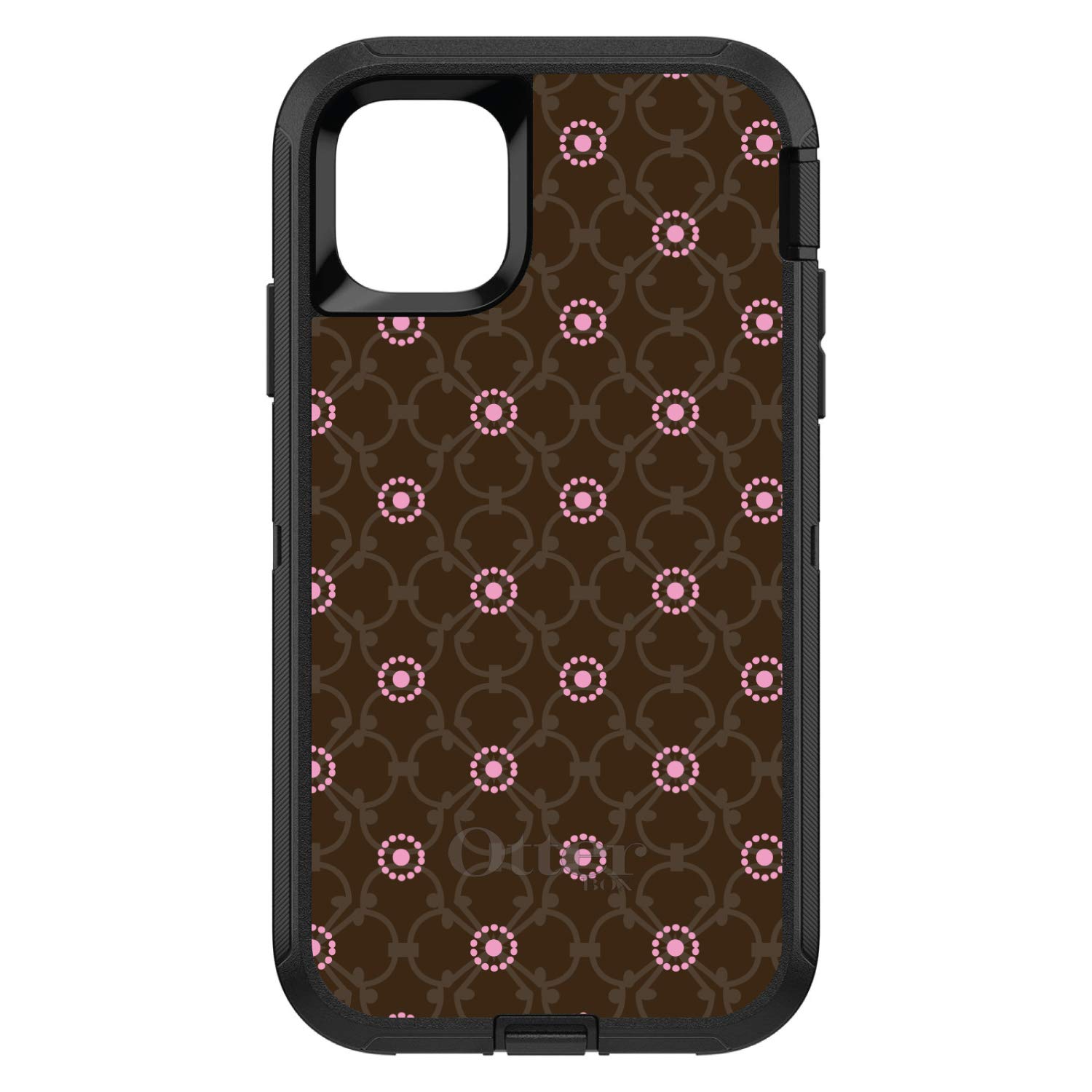 DistinctInk iPhone 12 Pro MAX Case (6.7 Inch) - Premium Protective Phone Cover with Floral Design (Brown & Pink) - Durable Shockproof Replacement for OtterBox Defender - Perfect for Everyday Use, Travel & Outdoor Activities