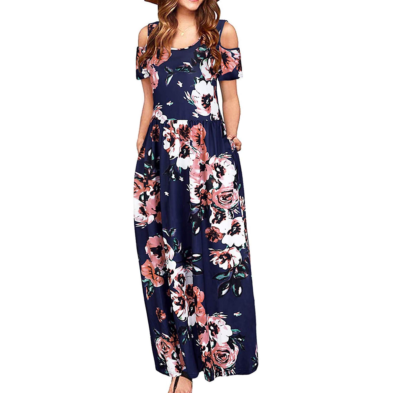 Plus Size Summer Dresses for Women - Casual Boho Maxi Beach Dress with Ruffle Sleeves & Pockets | Perfect for Vacation, Travel & Outdoor Activities