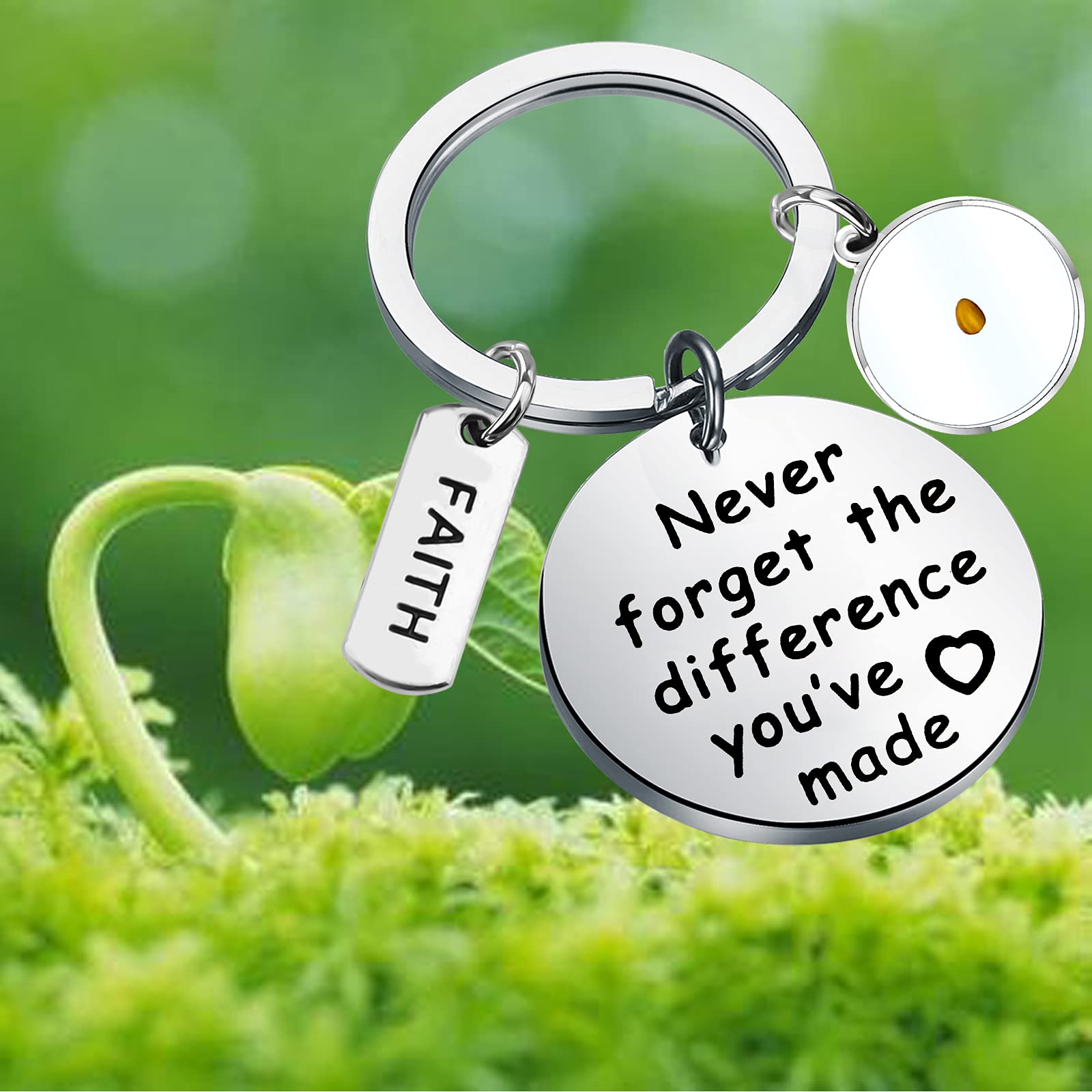 MYOSPARK Mustard Seed Keychain - Christian Religious Gift with Inspirational Message 'Never Forget The Difference You’ve Made' - Perfect for Baptisms, Weddings, Bible Study Groups & Daily Encouragement