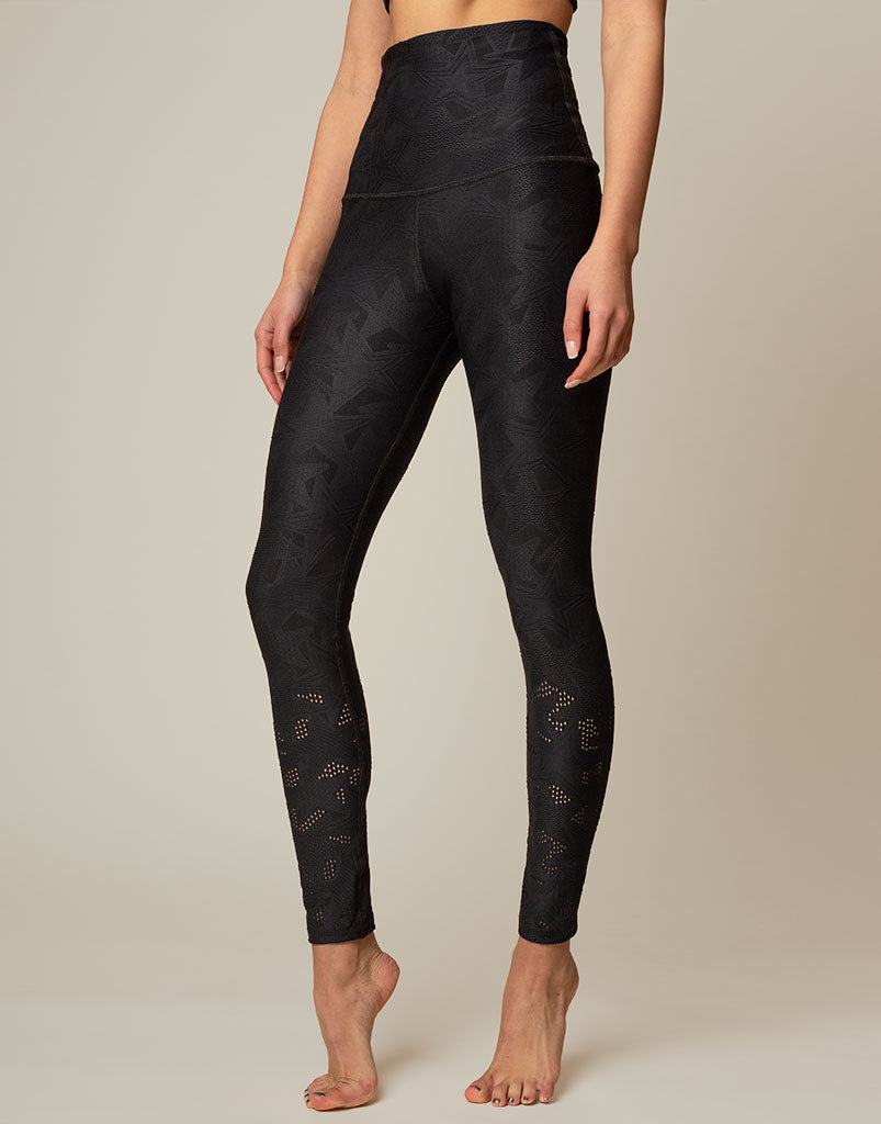 Superstar Jacquard Leggings for Women - High Waisted Yoga Pants with Comfortable Stretchy Fabric - Perfect for Workouts, Running, Gym & Lounge Wear