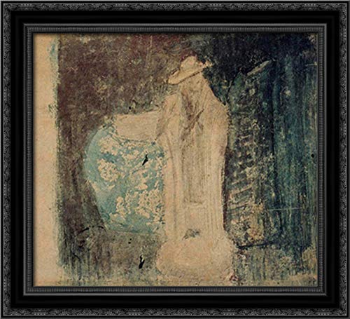 Still Life With Statue, Vase And Jar - 22x20 Black Ornate Wood Framed Canvas Art Print by Theo van Doesburg - Modern Home Decor for Living Room, Bedroom & Office Wall