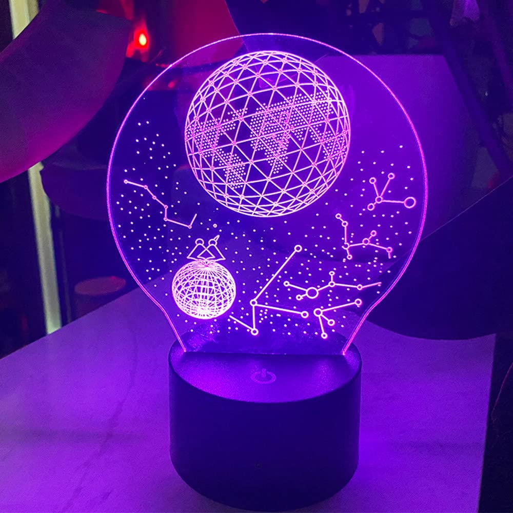3D Solar System Night Light Lamp - 7 Color Changing LED Illusion Lamp with Touch Switch, USB Powered, Acrylic Flat ABS Base - Perfect for Kids Room Decor, Science Education, Birthday Gifts & Home Office Desk Decoration
