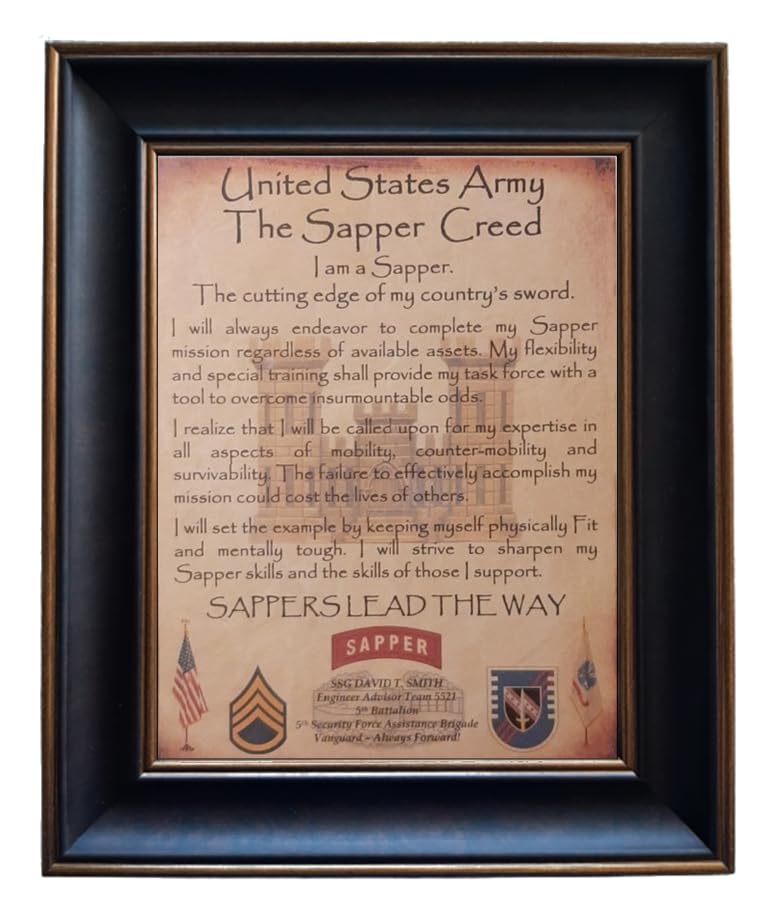 Personalized US Army Sapper Creed Plaque - Custom Military Gift for Soldiers, Veterans & Army Enthusiasts | Perfect for Home Office Decor, Military Appreciation Gifts & Veteran Day Presents