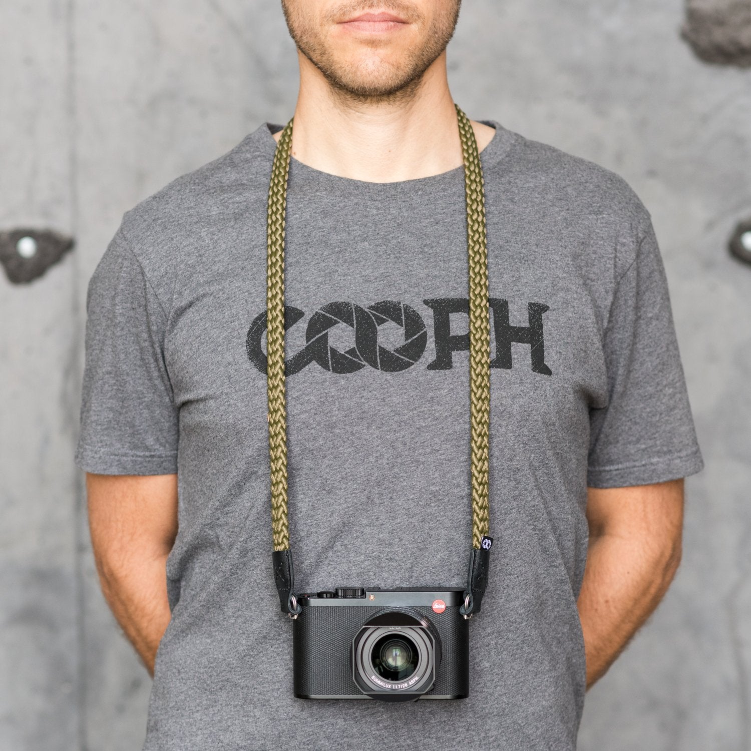 Durable Cooph Braided Camera Strap with Split Ring - 49.2 inch (125cm) Military Green - Comfortable Neck Strap for DSLR, Mirrorless & Film Cameras - Perfect for Travel, Hiking & Photography Enthusiasts