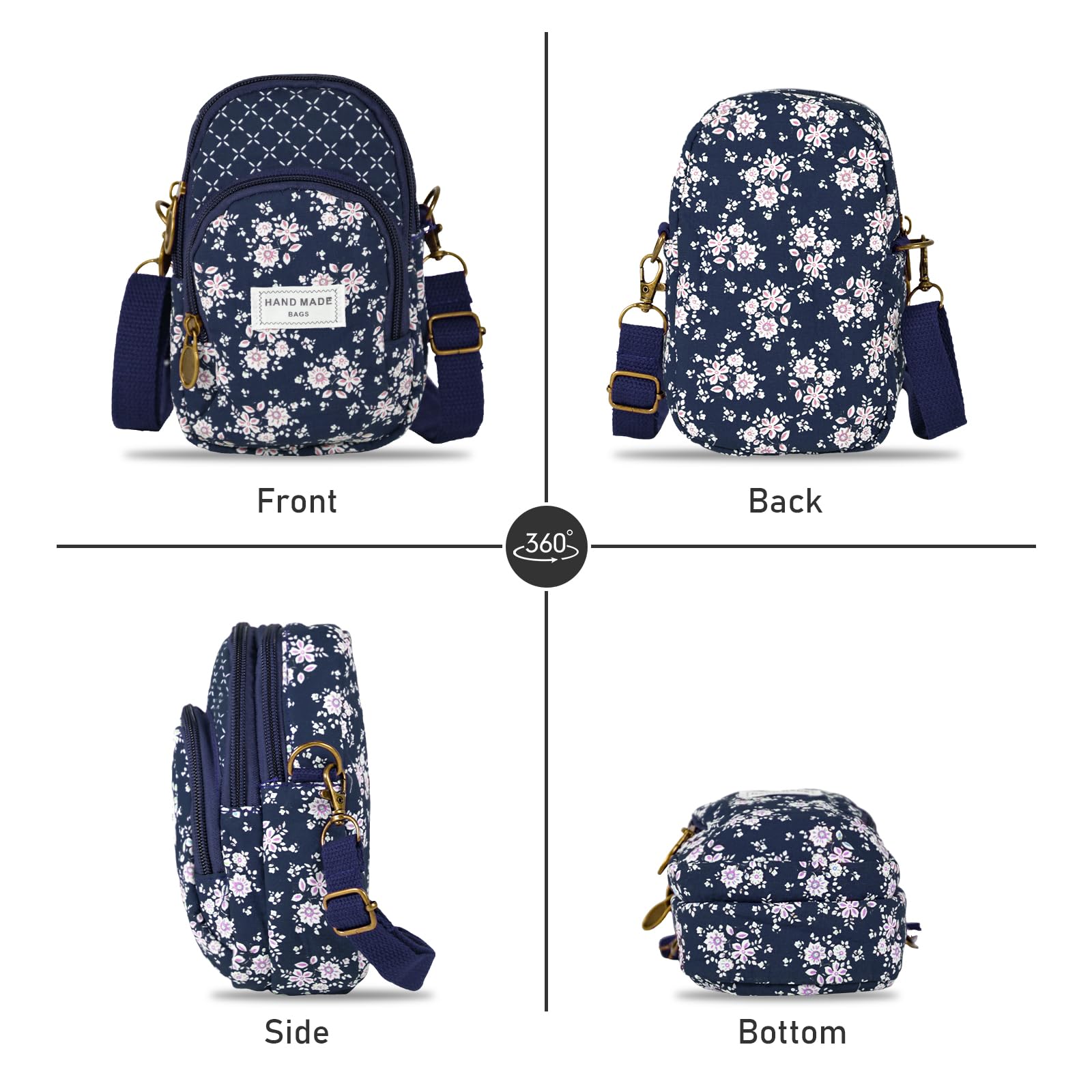 WITERY Small Crossbody Bags for Women - Cute Floral Crossbody Purse, Mini Cloth Pouch Phone Wallet | Perfect for Travel, Shopping & Everyday Use