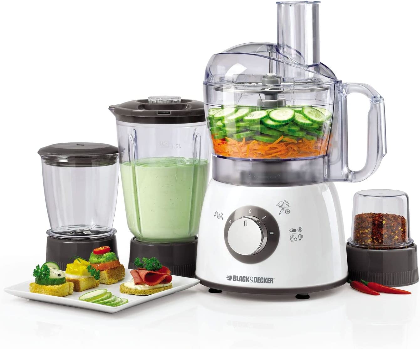 Black and Decker FX400BMG 400W Food Processor with Blender, Mincer & Grinder - 220V European Model (Not for USA) - Perfect for Smoothies, Dough Kneading & Meat Grinding at Home
