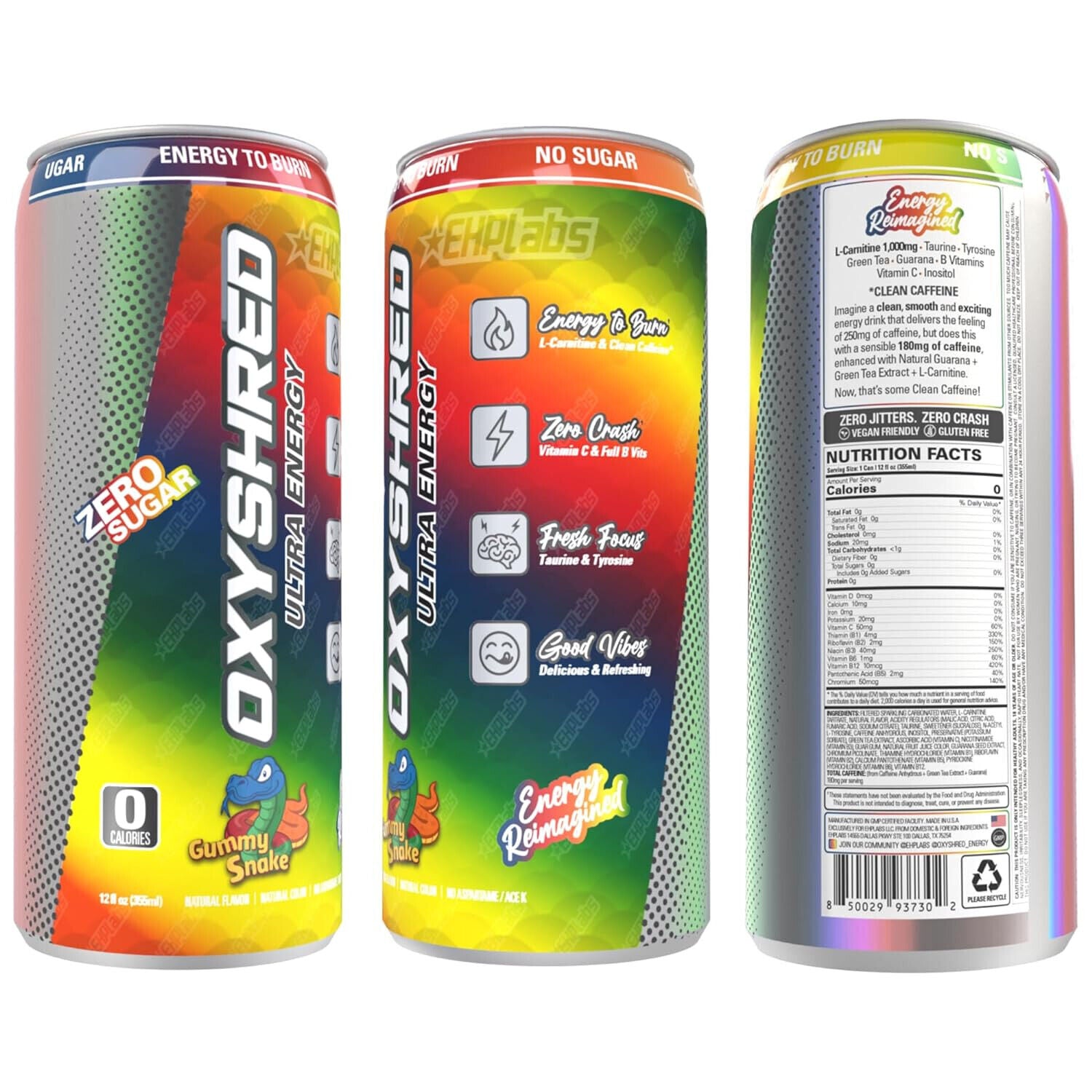 EHP Labs OxyShred Ultra Energy Drink RTD - 12 Pack (355ml Each) | Fat Burning & Performance Booster | Pre-Workout, Gym & Fitness Fuel
