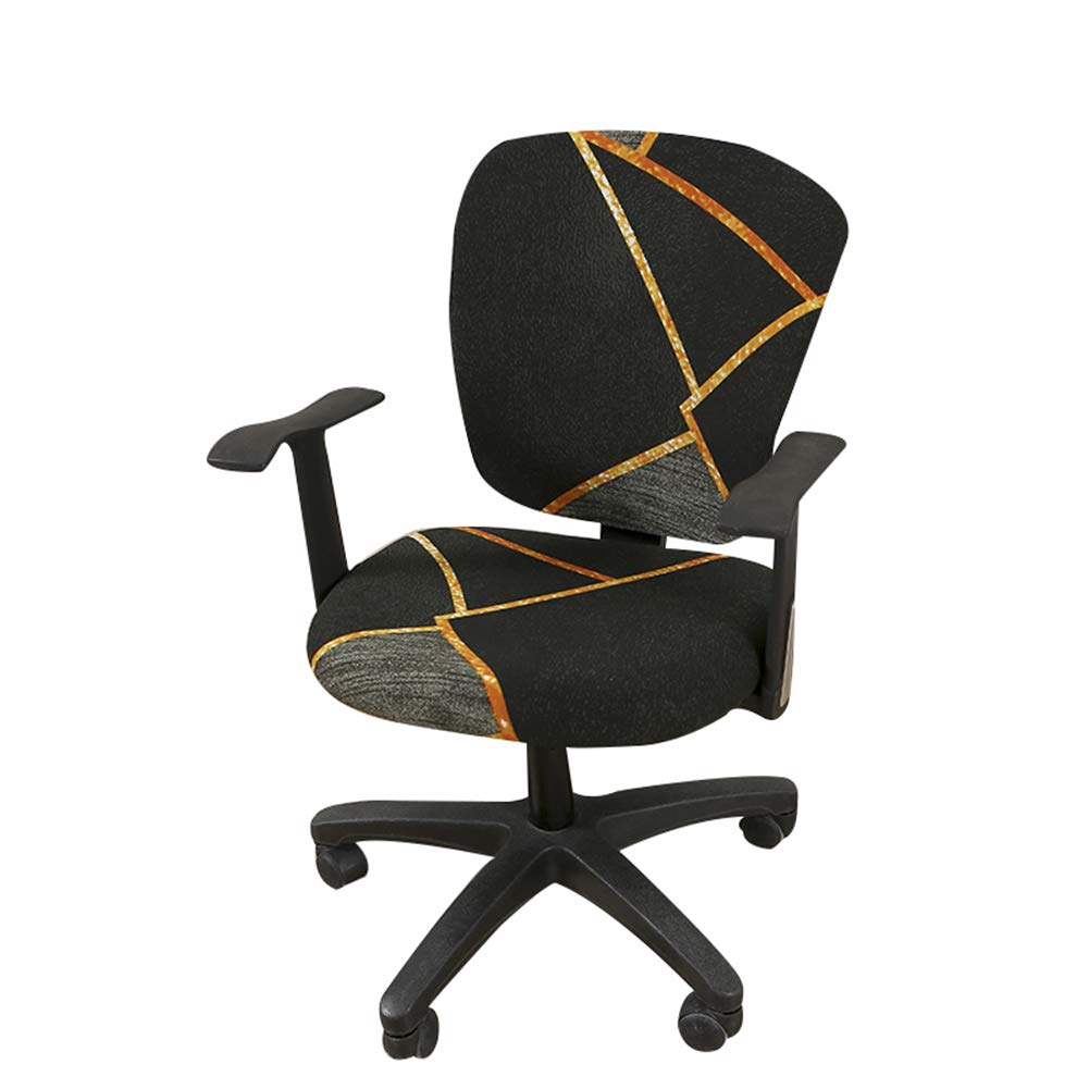 Jinzio Stretchable Polyester Office Chair Cover - Universal Split Protective Slipcover for Desk & Task Chairs (Black/Olive) - Perfect for Home Office, Gaming & Workspace Protection