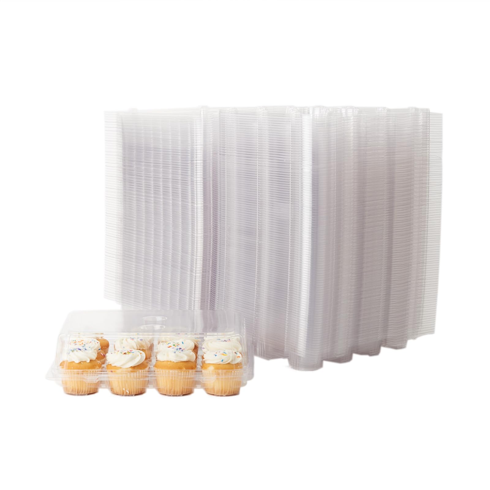 Eco-Friendly 12-Pack Classic Cupcake & Muffin Containers - 100% Plant-Based, BPA-Free Clear Baking Boxes with Lids (3