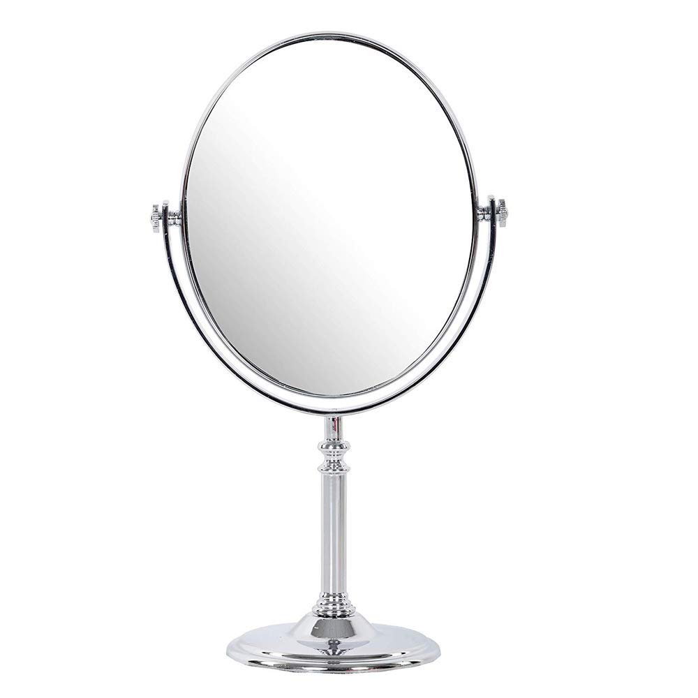 BIRMON 5X Magnifying Makeup Mirror with Stand - Double-Sided Vanity Mirror (1X & 5X Magnification) for Precise Makeup Application, Skincare & Grooming - Perfect for Home, Travel & Salon Use (Silver)