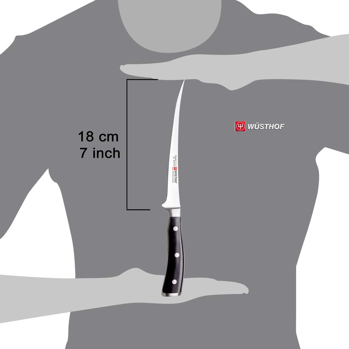 Wüsthof Classic IKON 7-Inch Fillet Knife - High Carbon Stainless Steel, Black Handle - Perfect for Fish Filleting, Meat Trimming & Precision Kitchen Tasks