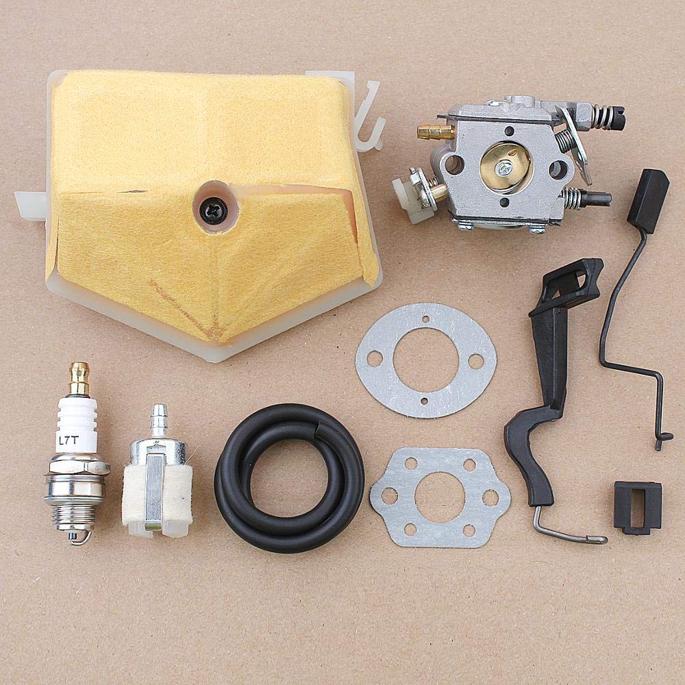 Husqvarna 51 55 55 Rancher Chainsaw Carburetor Air Filter Kit with Throttle Rod & Walbro 503281504, 503608402w - Compatible with Gardening Tools & Outdoor Power Equipment Maintenance