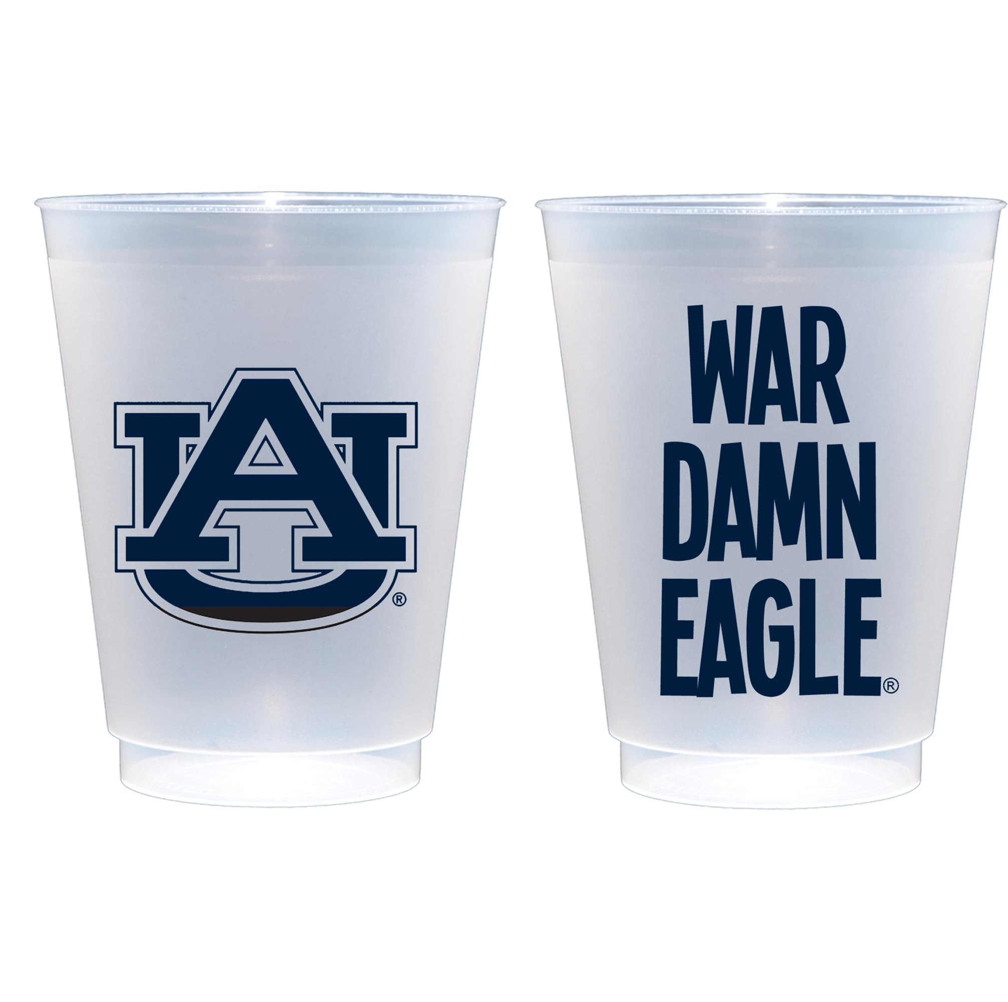 Officially Licensed Auburn University WDE War Damn Eagle 16oz Frosted Plastic Cups - 10 Pack Reusable Party Cups for Game Day, Tailgating, Football Parties, BBQs & Home Decor - Elegant Printed Drinkware Set