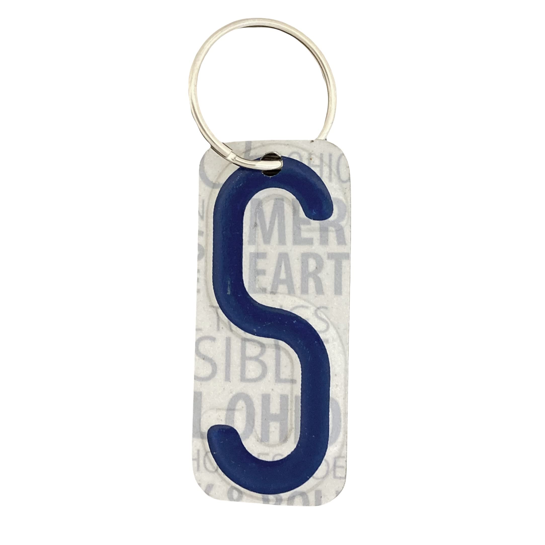 Custom Letter S License Plate Keychain - USA Made Blue Metal Key Ring & Bag Tag - Perfect for Car Keys, Backpacks & Luggage Identification