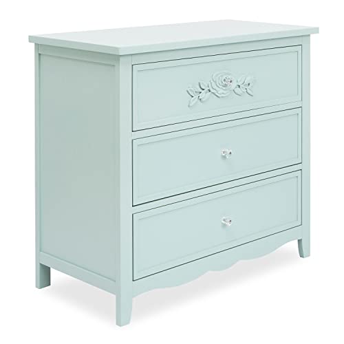 SweetPea Baby Rose/Tiana 3-Drawer Nursery Dresser in Seafoam Green - Perfect for Baby Girl's Room Organization & Storage