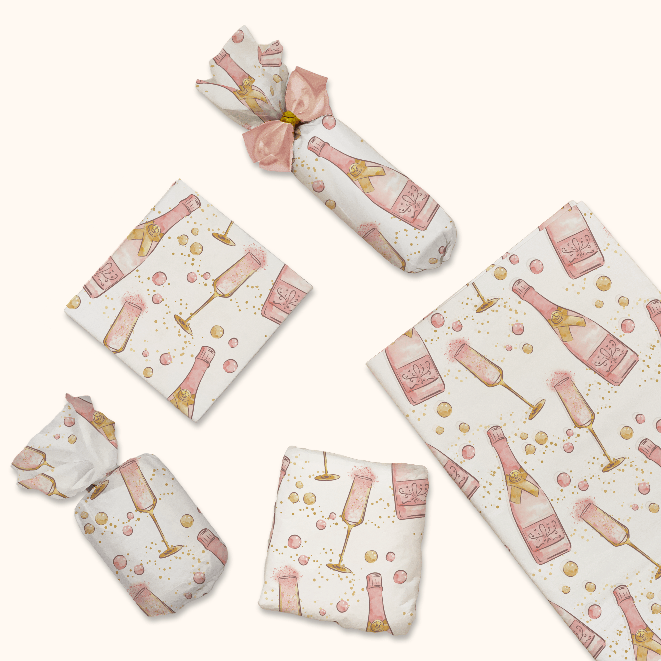 Elegant Champagne Bottle Tissue Wrapping Paper - Gift Wrap for Wine Bottles, Party Favors & Wedding Decorations