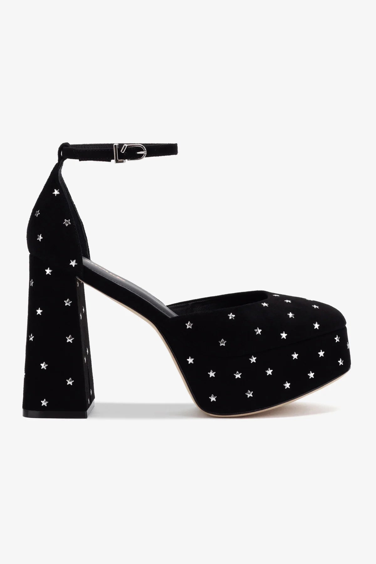 Ari Pump Women's Black Suede Heels with Silver Star Details - Perfect for Parties, Weddings & Evening Events