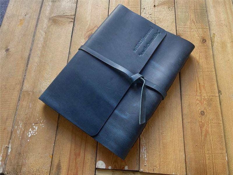 Premium Custom Blue Leather Bound Journal - Handmade Personalized Notebook for Writing, Sketching & Gift Giving - Perfect for Travel, Office & Daily Use