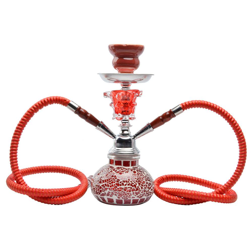 Premium Double Hose Hookah Set with Glass Vase & Ceramic Bowl - Perfect for Parties, Lounges, and Relaxation Sessions