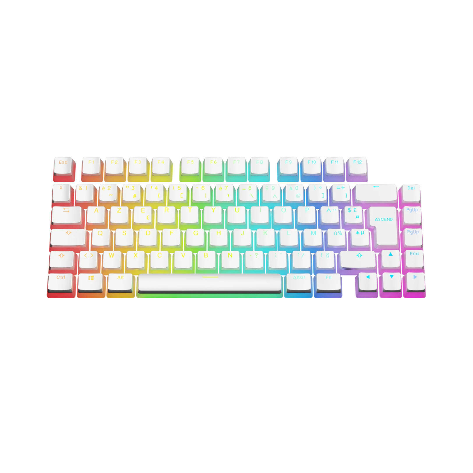 Aura V3 White FR Keycaps - Mechanical Keyboard Keycap Set for Gaming & Typing - Perfect for PC, Mac, and Custom Keyboard Builds