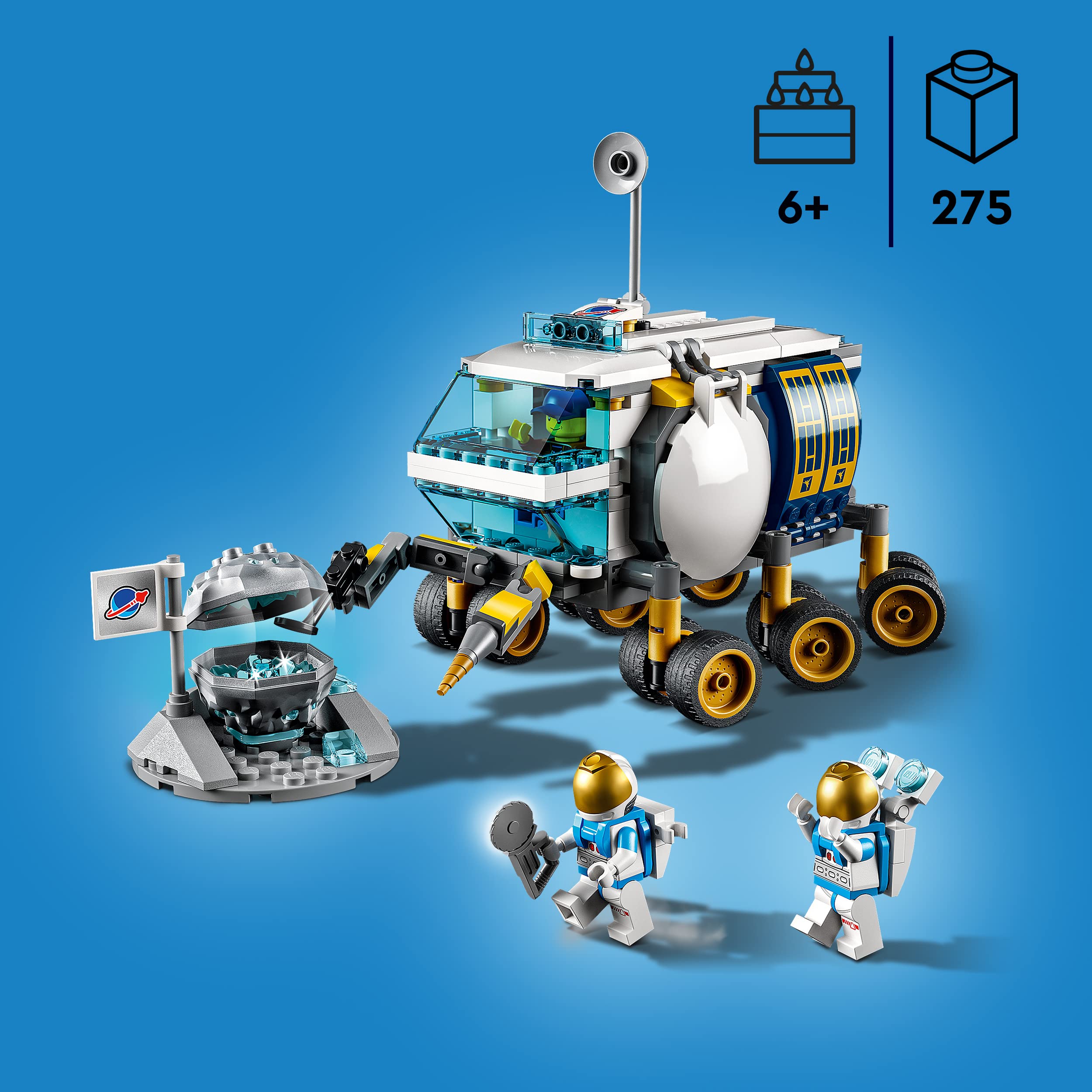 LEGO 60348 City Lunar Exploration Vehicle | NASA-Inspired Space Toys for Kids Ages 6+ | Astronaut Minifigures | STEM Learning & Imaginative Play