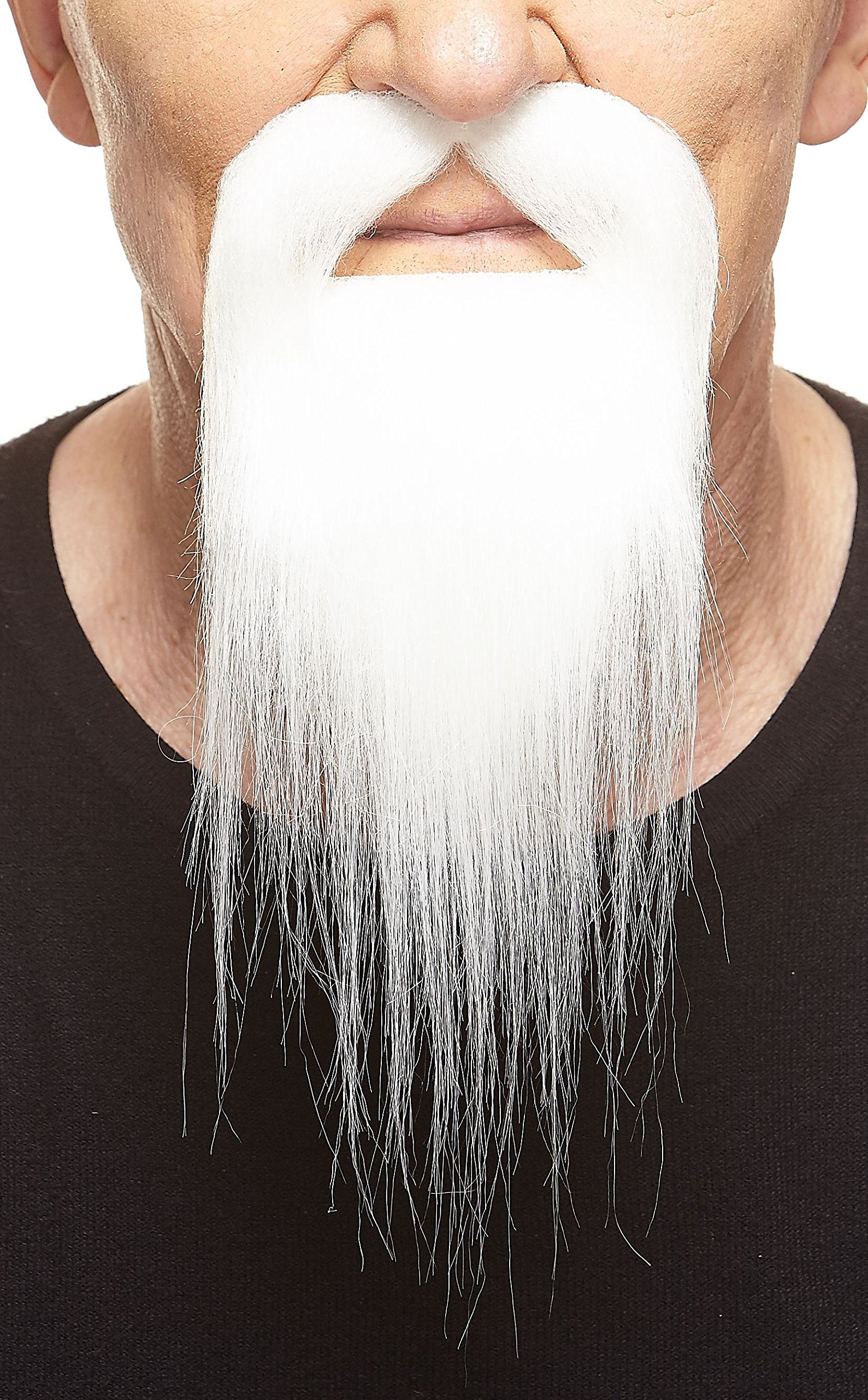 Self-Adhesive Mustaches for Adults - Ducktail Fake Beard Costume Accessory - Novelty White False Facial Hair - Perfect for Halloween, Cosplay & Themed Parties