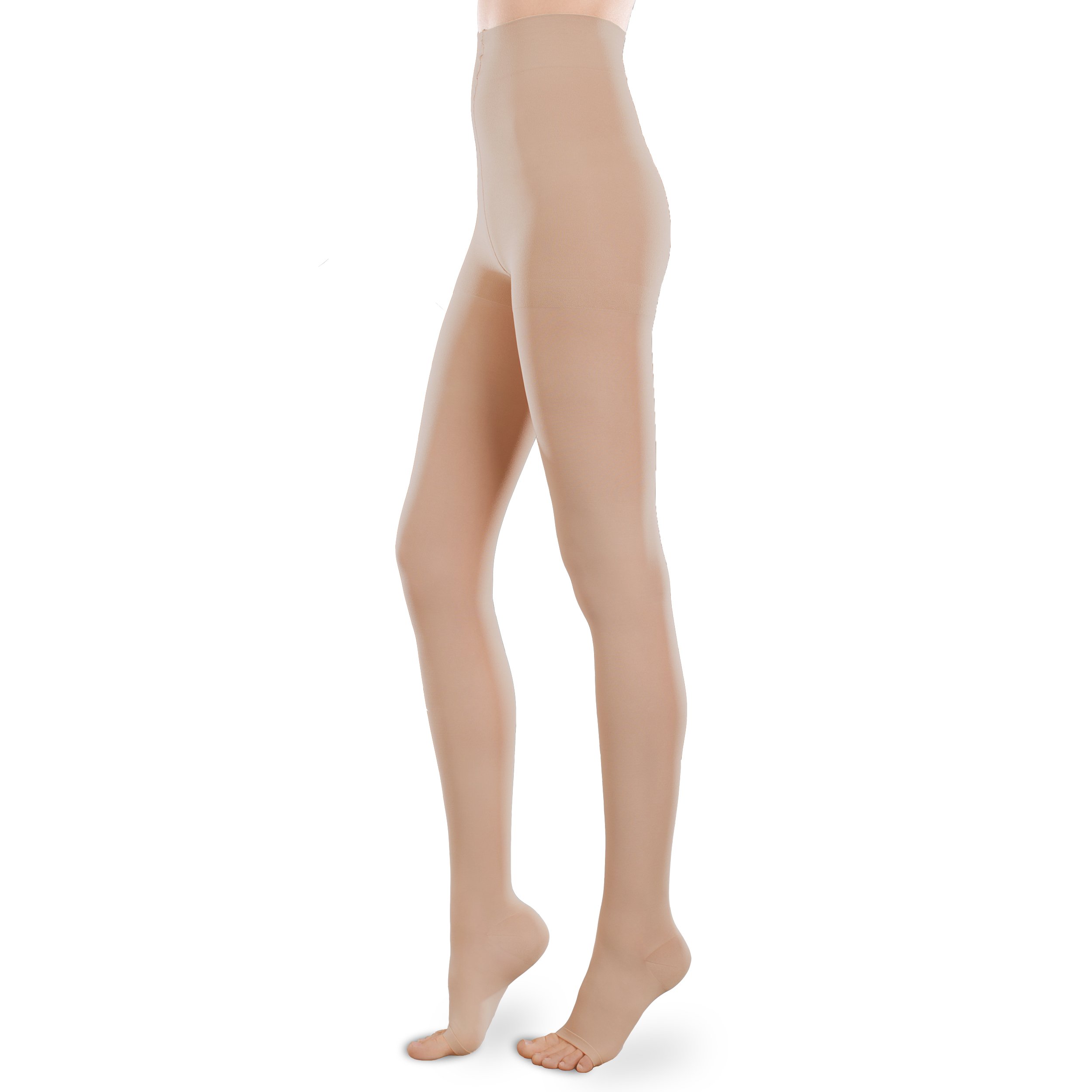 Ease Sheer Women's Open-Toe Support Pantyhose - 20-30mmHg Moderate Compression Stockings for Varicose Veins & Swelling Relief - Perfect for Work, Travel & Everyday Comfort