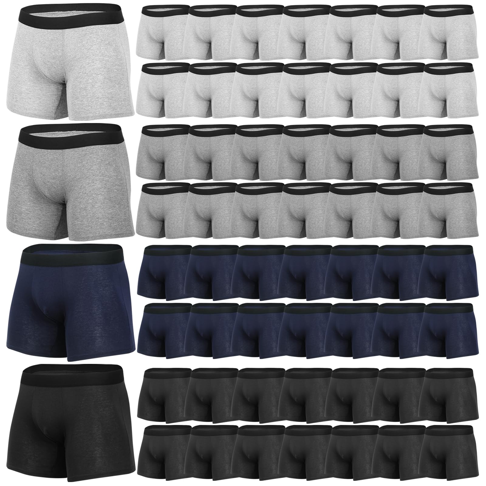 60 Packs Men's Cotton Boxer Briefs Underwear - Multipack Assorted Sizes (S-XXL) & Colors - Breathable Soft Underwear for Daily Wear, Gym, Travel & Shelter Donations