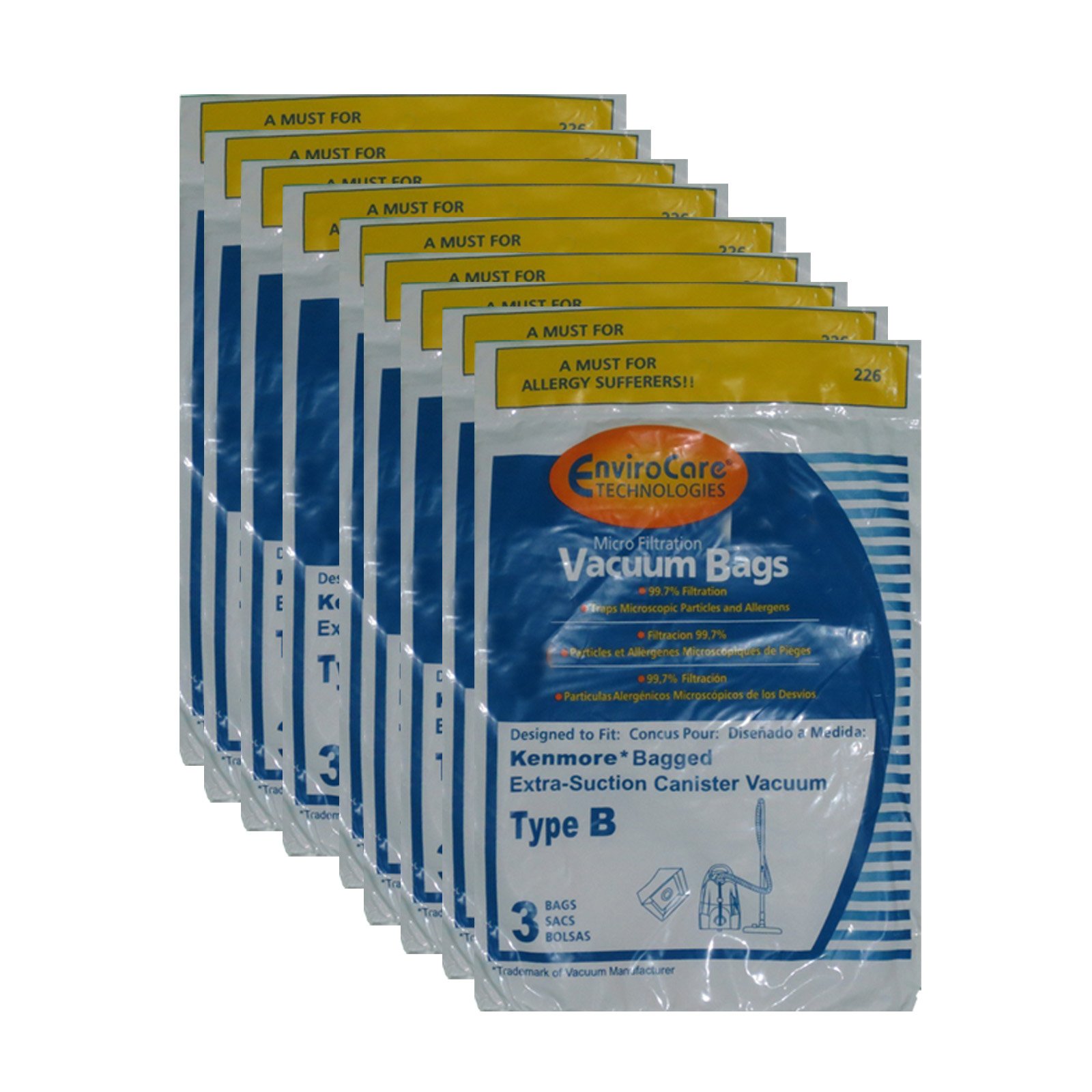 Kenmore Type B Vacuum Cleaner Bags - Allergen Extra-Suction Canister Vacuum Bags (Galaxy Series) - Compatible with Models 85003, 634875, 24196, 20-24196, 0-24196, 115.2496210, 02053278000 - Ideal for Pet Hair, Dust & Allergy Relief in Home Cleaning